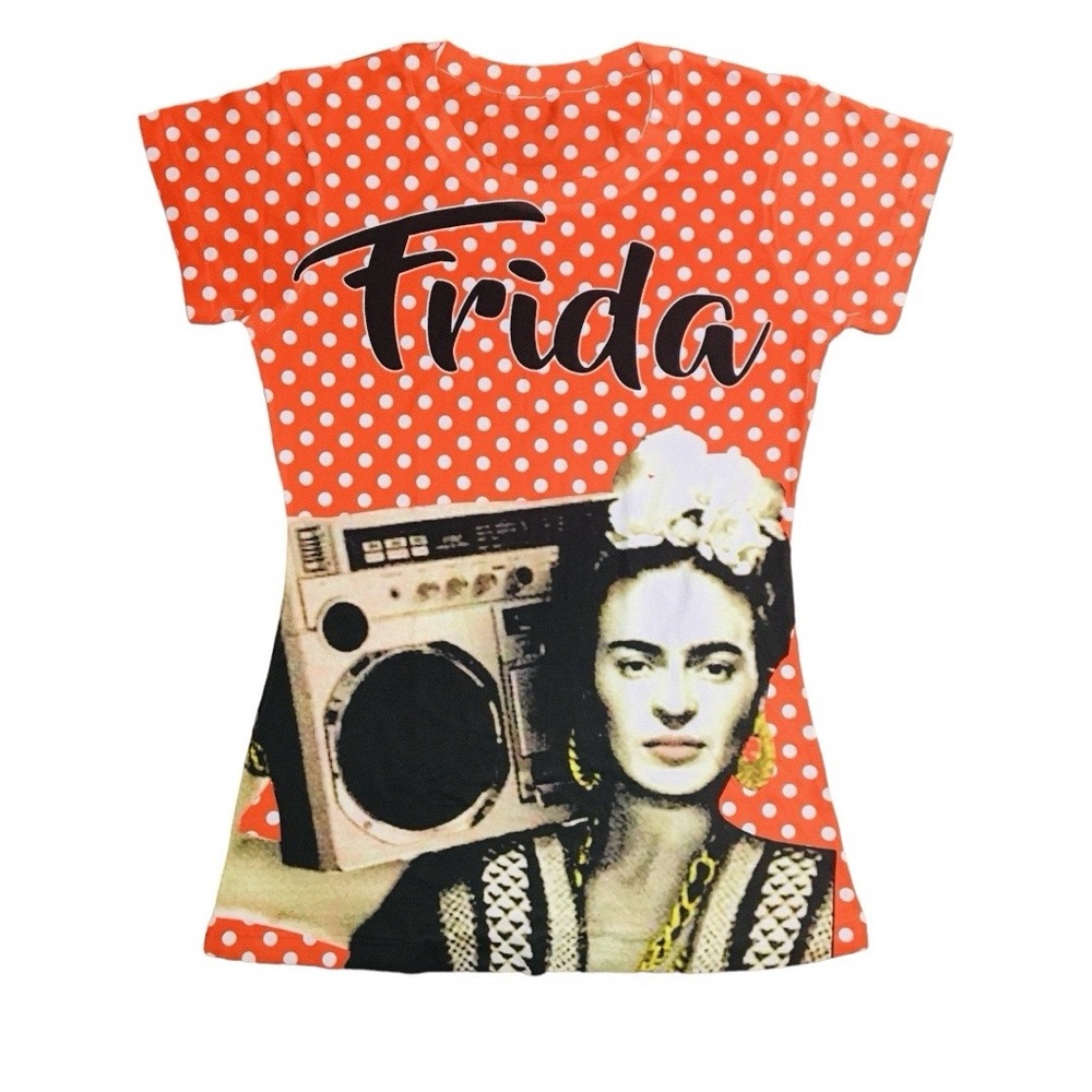 Frida Kahlo Polka Dots Printed T-Shirt